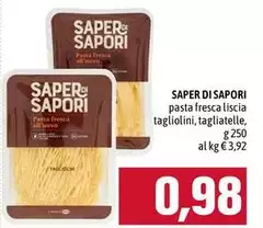 Saper di sapori - Pasta Fresca Liscia Tagliolini Saper di sapori - Pasta Fresca Liscia Tagliolini