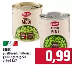 Selex - Piselli Medi, Fini Lessati Selex - Piselli Medi, Fini Lessati