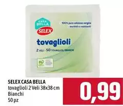 Selex - Casa Bella Tovaglioli 2 Veli 38x38 Cm Bianchi Selex - Casa Bella Tovaglioli 2 Veli 38x38 Cm Bianchi