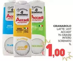 Granarolo - Latte UHT Accadi 1% Grassi Intero Scremato