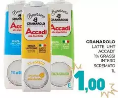 Granarolo - Latte UHT Accadi 1% Grassi Intero Scremato