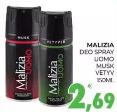 Malizia - Deo Spray Uomo Musk Vetyv Malizia - Deo Spray Uomo Musk Vetyv