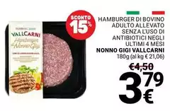 Vallcarni - Hamburger Di Bovino Adulto Allevato Senza L'Uso Di Antibiotici Negli Ultima 4 Mesi