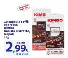 Kimbo - 10 Capsule Caffè Espresso Barista Ristretto, Napoli Kimbo - 10 Capsule Caffè Espresso Barista Ristretto, Napoli