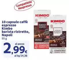 Kimbo - 10 Capsule Caffè Espresso Barista Ristretto, Napoli Kimbo - 10 Capsule Caffè Espresso Barista Ristretto, Napoli