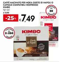 Kimbo - Caffè Macinato Per Moka Gusto Di Napoli O Capsule Compatibili Nespresso