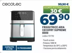 Cecotec - Friggitrice Aria Cecofry Supreme 8000 Cecotec - Friggitrice Aria Cecofry Supreme 8000