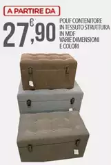 Pouf Contenitore In Tessuto Struttura In MDF Varie Dimensioni E Colori