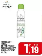 Essence - Deodorante Donna Tale Of Bambu Acquation E Legno Di Cedro Essence - Deodorante Donna Tale Of Bambu Acquation E Legno Di Cedro