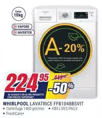 Whirlpool - Lavatrice FFB1048BSVIT Whirlpool - Lavatrice FFB1048BSVIT