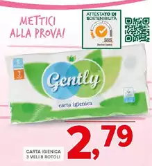 Gently - Carta Igienica 3 Veli 8 Rotoli