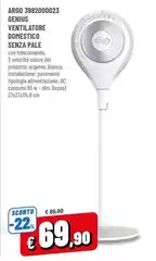Argo -  38b28000023 Genius Ventilatore Domestico Senza Pale