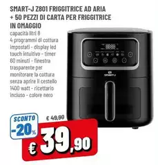 Smart-J - Z801 Friggitrice Ad Aria +50 Pezzi Di Carta Per Friggitrice In Omaggio