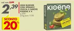 Kioene - Mini Burger Con Spinaci/ Zucca E Carote