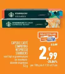 Starbucks - Capsule Caffè Compatibili Nespresso Starbucks - Capsule Caffè Compatibili Nespresso