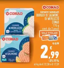 Conad - Burger Di Salmone, Di Merluzzo Conad - Burger Di Salmone, Di Merluzzo