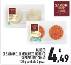 Conad - Burger Di Salmone, Di Merluzzo Nordico Sapori&Idee Conad - Burger Di Salmone, Di Merluzzo Nordico Sapori&Idee