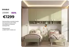 Double Cameretta A Ponte 6 Ante Comprensiva Di 2 Letti, Comodino E Libreria Sottoponte Double Cameretta A Ponte 6 Ante Comprensiva Di 2 Letti, Comodino E Libreria Sottoponte
