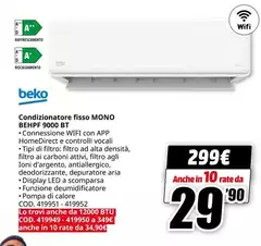 Beko - Condizionatore fisso mono BFHPF 900 BT