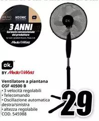 Peaq - Ventilatore A Piantana OSF 40500 B