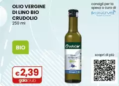 Crudolio - Olio Vergine Di Lino Bio 250 Ml Crudolio - Olio Vergine Di Lino Bio 250 Ml