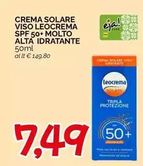 Leocrema - Crema Solare Viso Leacrima Spf 50+ Molto Alta Idratante