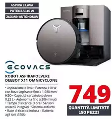 Ecovacs - Robot Aspirapolvere Deebot X11 Omnicyclone
