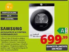 Samsung - Asciugatrice Ai Control DV90DG6845LKU3 Samsung - Asciugatrice Ai Control DV90DG6845LKU3