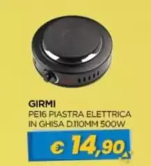 Girmi - PE16 Piastra Elettrica In Ghisa D.110MM 500W