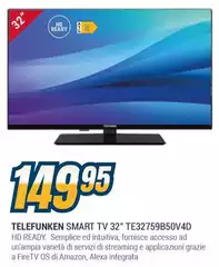 Telefunken - Smart Tv 32" TE32759B50V4D Telefunken - Smart Tv 32" TE32759B50V4D