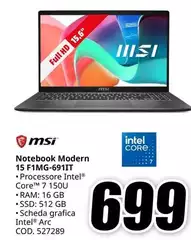 Msi - Notebook Modern 15 FMG-6911T Msi - Notebook Modern 15 FMG-6911T