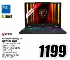 Msi - Notebook Cyborg 15 B2RWEKKG-082IT Msi - Notebook Cyborg 15 B2RWEKKG-082IT