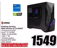 Msi - Desktop Gaming Mag Infinite S3 14-2834IT Msi - Desktop Gaming Mag Infinite S3 14-2834IT