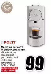 Polti - Macchina Per Caffè In Cialde Coffee S18W Polti - Macchina Per Caffè In Cialde Coffee S18W