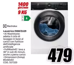Electrolux - EW6FZU29 Lavatrice Caricamento Frontale 9 Kg 1400 Giri/min A Bianco