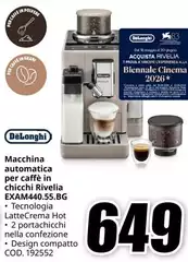 De Longhi - Macchina Automatica Per Caffè In Chicchi Rivella EXAM440.55.BG De Longhi - Macchina Automatica Per Caffè In Chicchi Rivella EXAM440.55.BG