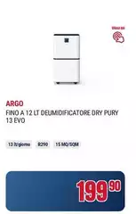 Argo - Fino A 12 Lt Deumidificatore Dry Pury 13 Evo Argo - Fino A 12 Lt Deumidificatore Dry Pury 13 Evo
