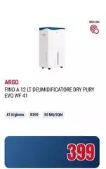 Argo - Fino A 12 Lt Deumidificatore Dry Pury Evo Wf 41 Argo - Fino A 12 Lt Deumidificatore Dry Pury Evo Wf 41