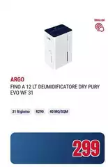 Argo - A 12 Lt Deumidificatore Dry Pury Evo WF 31 Argo - A 12 Lt Deumidificatore Dry Pury Evo WF 31