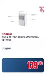 Hyundai - Fino A 12 Lt Deumidificatore Wshn-DE12W40 Hyundai - Fino A 12 Lt Deumidificatore Wshn-DE12W40