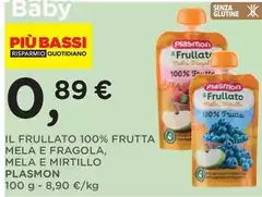 Plasmon - Il Frullato 100% Frutta Mela E Fragola, Mela E Mirtillo