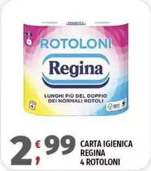 Regina - Carta Igienica 4 Rotoloni Regina - Carta Igienica 4 Rotoloni