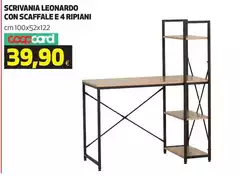 Leonardo - Scrivania Con Scaffale E 4 Ripiani Leonardo - Scrivania Con Scaffale E 4 Ripiani