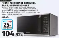 Samsung - Forno Microonde Con Grill MG2AK3515AS