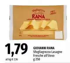 Giovanni Rana - Sfogliagrezza Lasagne Fresche All'Uovo Giovanni Rana - Sfogliagrezza Lasagne Fresche All'Uovo