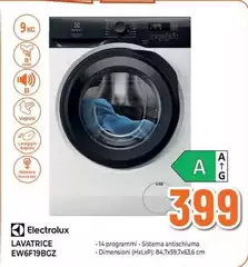 Electrolux - EW6F19BCZ Lavatrice Caricamento Frontale 9 Kg A A Bianco