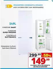 Smartway - Frigorifero Combinato A Incasso Mod. WHCB34SL1EB0