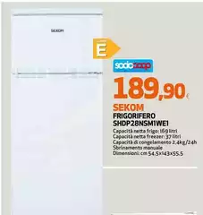 Sekom - Frigorifero SHDP -28NSM16WEI Sekom - Frigorifero SHDP -28NSM16WEI