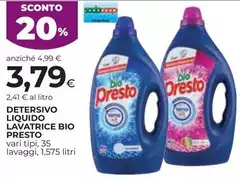 Bio Presto - Detersivo Liquido Lavatrice Bio Presto - Detersivo Liquido Lavatrice
