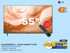 LG - OLED55B56LA 55" 122.8 cm (55") 4K Ultra HD Smart TV Wi-Fi Nero LG - OLED55B56LA 55" 122.8 cm (55") 4K Ultra HD Smart TV Wi-Fi Nero